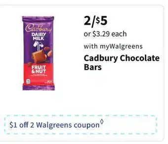 Walgreens Cadbury chocolate bars offer