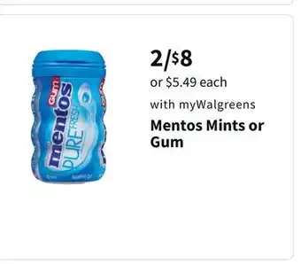 Walgreens Mentos mints or gum offer