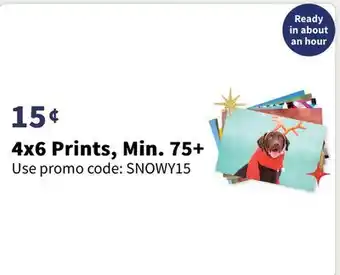 Walgreens 4x6 prints, min. 75+ offer