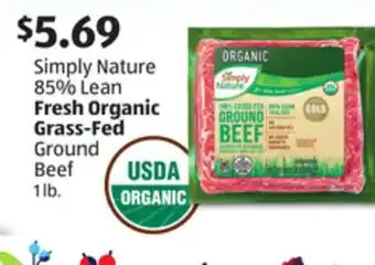 Aldi Simply nature 85% lean fresh organic grass-fed ground beef offer