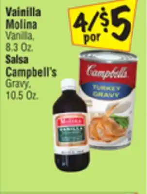 El Super Vainilla molina vanilla. oz. salsa campbell's gravy offer