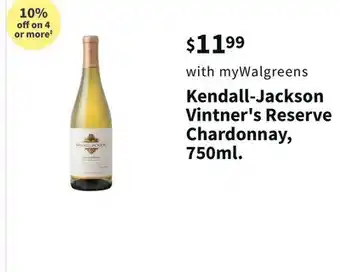 Walgreens Kendall-jackson vintner's reserve chardonnay, 750ml offer