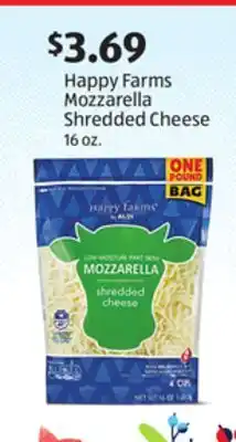 Aldi Happy farms mozzarella shredded cheese offer