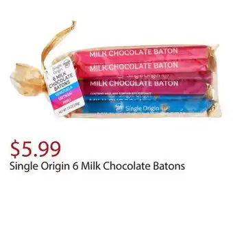 Trader Joe's Single origin 6 milk chocolate batons offer