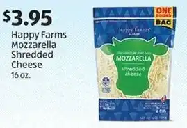 Aldi Happy Farms Mozzarella Shredded Cheese offer