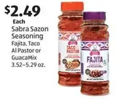 Aldi Sabra Sazon Seasoning Fajita, Taco Al Pastor or GuacaMix 3.52-5.29 oz. offer
