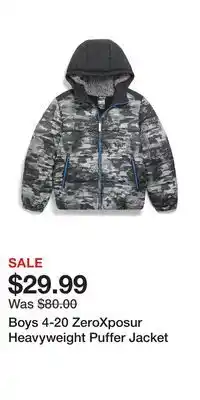 Kohl's Boys 4-20 zeroxposur heavyweight puffer jacket offer