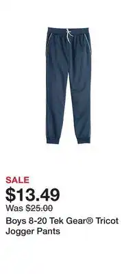 Kohl's Boys 8-20 tek gear tricot jogger pants offer