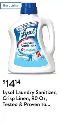 Walmart Lysol laundry sanitizer, crisp linen, 90 oz, tested & proven to kill covid-19 virus, packaging may vary​ offer