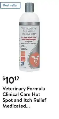 Walmart Veterinary formula clinical care hot spot and itch relief medicated shampoo for dogs & cats offer
