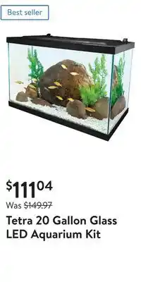 Walmart Tetra 20 gallon glass led aquarium kit offer