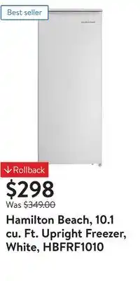 Walmart Hamilton beach, 10.1 cu. ft. upright freezer, white, hbfrf1010 offer