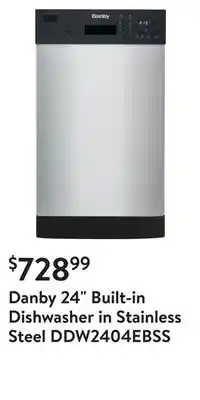 Walmart Danby 24 built-in dishwasher in stainless steel ddw2404ebss offer