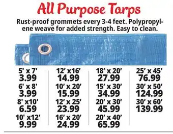 Ocean State Job Lot All purpose tarps offer