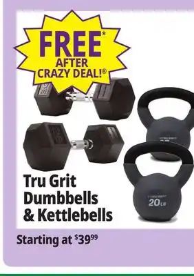 Ocean State Job Lot Tru grit dumbbells & kettlebells offer