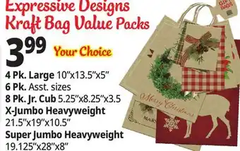 Ocean State Job Lot Expressive designs kraft bag value packs offer