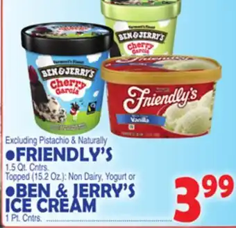 Bravo Supermarkets Friendly's 1.5 qt. cntrs & jerry's ice cream pt. cntrs 1 pt crns offer