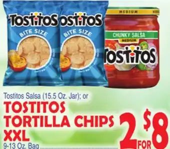 Bravo Supermarkets Tostitos tortilla chips xxl 9-13 oz. bag offer