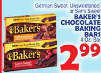 Bravo Supermarkets Baker's chocolate baking bars offer
