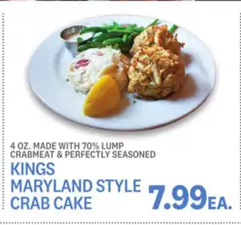 Kings Food Markets Kings maryland style crab cake offer