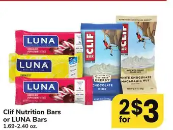 ACME Clif nutrition bars or luna bars offer