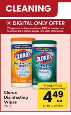 ACME Clorox disinfecting wipes offer