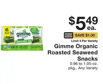 Fairway Store Market Gimme organic roasted seaweed snacks offer