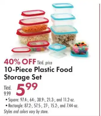 Boscov's 10-piece plastic food storage set offer