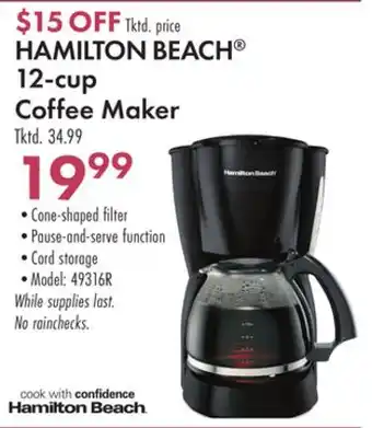 Boscov's Hamilton beach 12-cup coffee maker offer