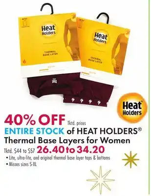 Boscov's Entire stock of heat holders thermal base layers for women offer