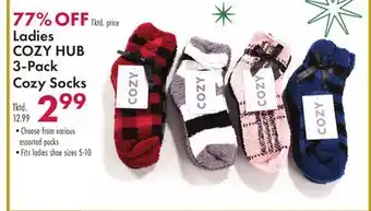 Boscov's Ladies cozy hub 3-pack cozy socks offer