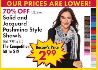 Boscov's Solid jacquard pashmina style shawls offer