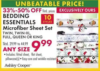 Boscov's Bedding essentials microfiber sheet set offer