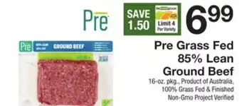 The Fresh Grocer Pre grass fed 85% lean ground beef offer