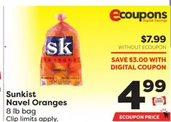 Weis Markets Sunkist navel oranges offer