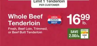 The Fresh Grocer Whole beef tenderloin offer