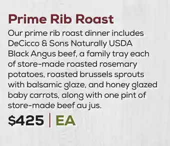 DeCicco & Sons Prime rib roast offer