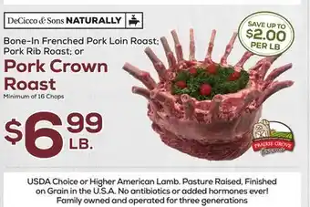 DeCicco & Sons Pork crown roast offer