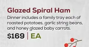 DeCicco & Sons Glazed spiral ham dinner offer
