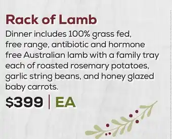 DeCicco & Sons Rack of lamb dinner family offer