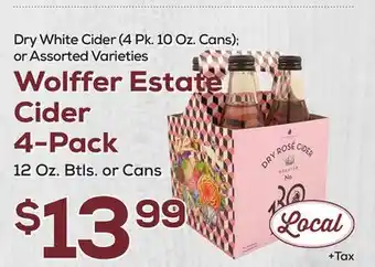 DeCicco & Sons Wolffer estate cider 4-pack 12 oz. btls. or cans offer