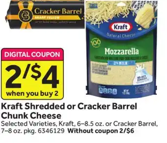 Stop&Shop Kraft shredded or cracker barrel chunk cheese offer