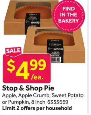 Stop&Shop Stop & shop pie offer