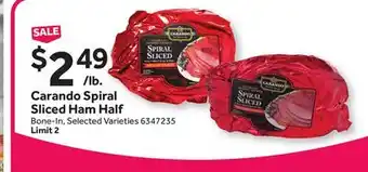 Stop&Shop Carando spiral sliced ham half offer