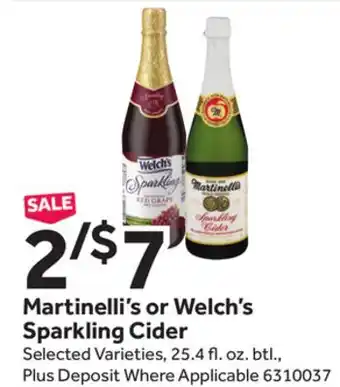 Stop&Shop Martinelli's or welch's sparkling cider offer