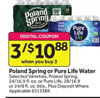 Stop&Shop Poland spring or pure life water offer