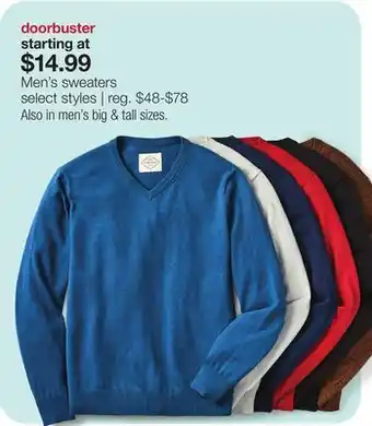 JC Penney Men's sweaters offer