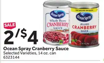 Stop&Shop Ocean spray cranberry sauce offer