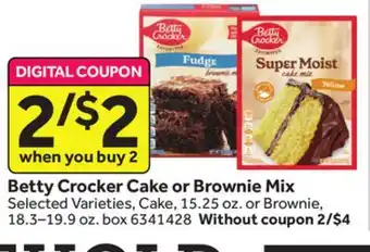 Stop&Shop Betty crocker cake or brownie mix offer