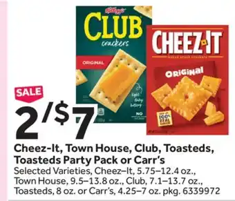 Stop&Shop Kellogg's cheez-it, town house, club, toasteds, toasteds party pack or carr's offer